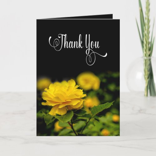 Thank You Blank Yellow Rose in Garden Card