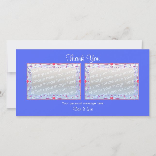 Thank You Blue 2 Photos Card (Front)