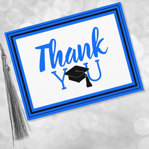 Thank You Blue and Black School Colors Postcard