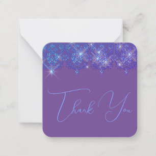 Thank you blue and purple lace elegant sparkle note card