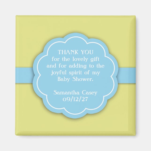 Thank You Blue Baby Shower Favor Magnet (Front)