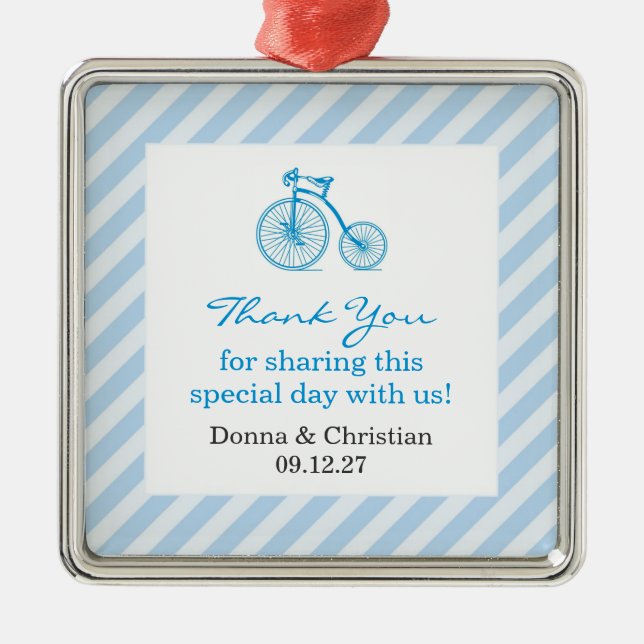 Thank You Blue Baby Shower Favor Ornament (Front)