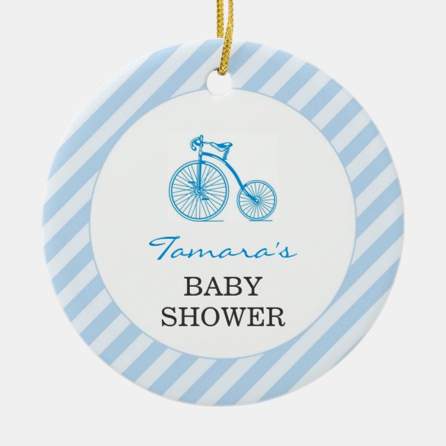 Thank You Blue Baby Shower Favor Ornament (Front)