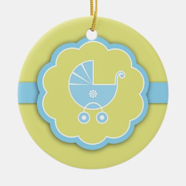 Thank You Blue Baby Shower Favor Ornament (Front)