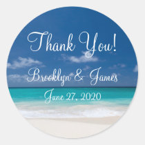 Thank You Blue Beach Wedding Stickers