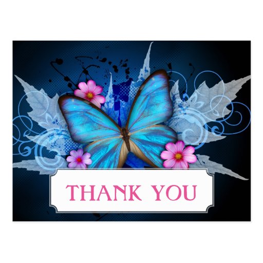 THANK YOU-BLUE BUTTERFLY POSTCARD | Zazzle