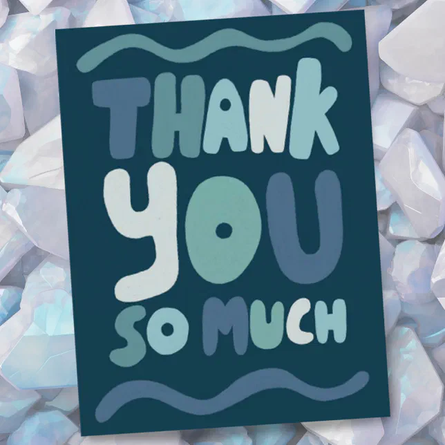 THANK YOU Blue Colorful Curvy Bubble Letters Postcard | Zazzle