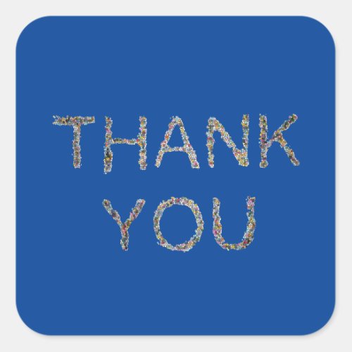 Thank You Blue Colorful General Use Appreciation Square Sticker