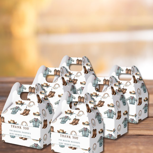 Thank You Blue Cowboy Pattern Baby Boy Shower  Favor Boxes (Creator Uploaded)