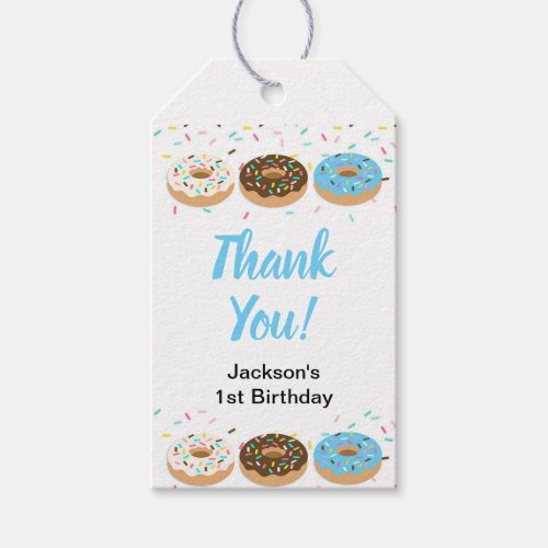 Thank You Blue Donut Party Favor Tags