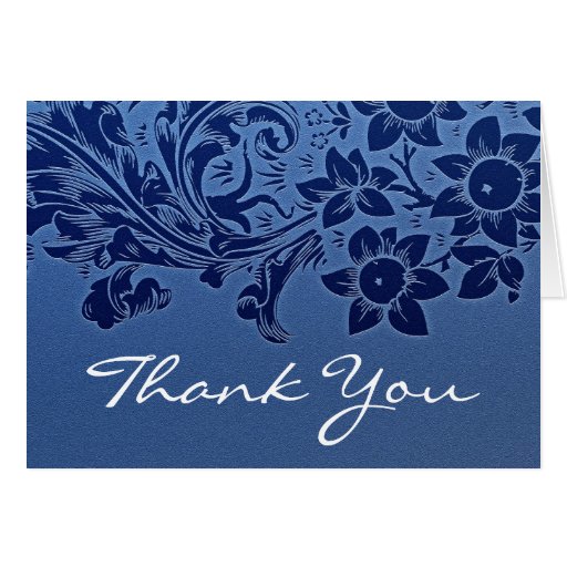 thank you blue elegant note or greeting card | Zazzle