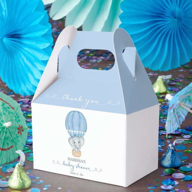 Thank You Blue Elephant Baby Boy Shower Favor Boxes (Party)