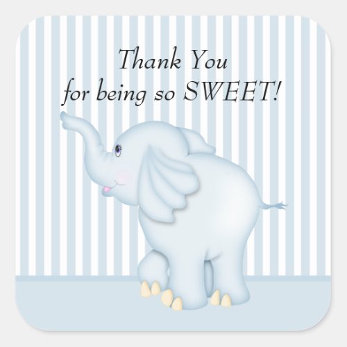 Thank You Blue Elephant Baby Shower Square Sticker