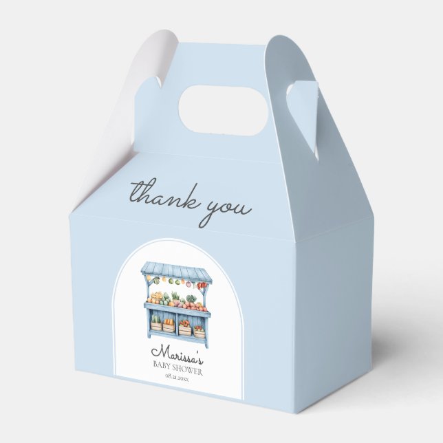 Thank You Blue Farmers Market Baby Shower Favor Boxes (Front Side)