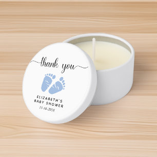 Thank You Blue Feet Baby Boy Shower  Mini Candle Favors