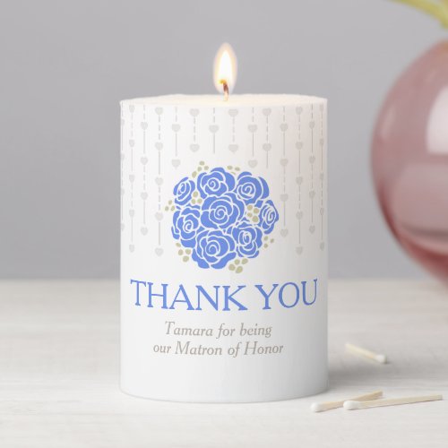 Thank you blue flower heart shower wedding favor pillar candle