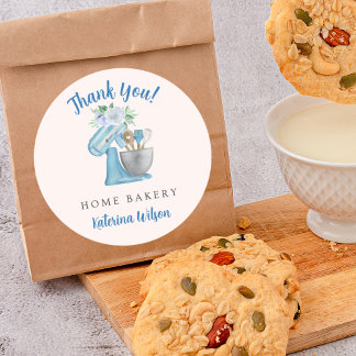 Thank You Blue Flower Mixer Classic Round Sticker