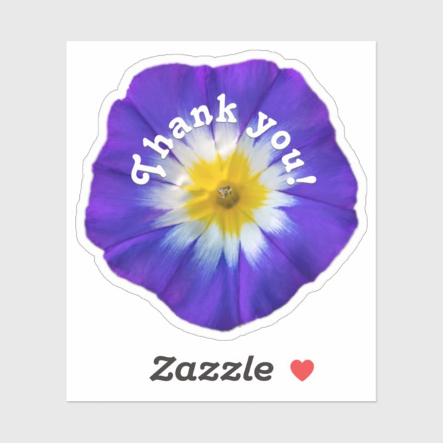 Thank you blue flower purple blossom sticker (Sheet)