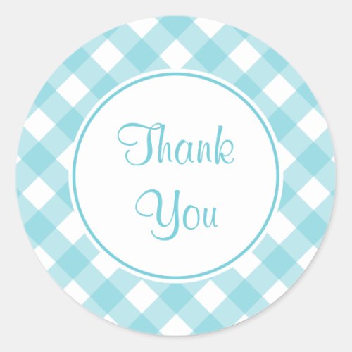 Thank You Blue Gingham Stickers