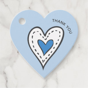 Thank You Blue Love Heart Baby Shower Favor Tags