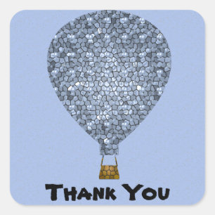 Thank You Blue Mosaic Hot Air Balloon Appreciation Square Sticker
