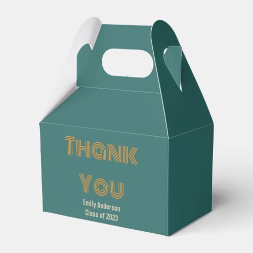 Thank You Blue Orange and Gray Graduation Favor Boxes