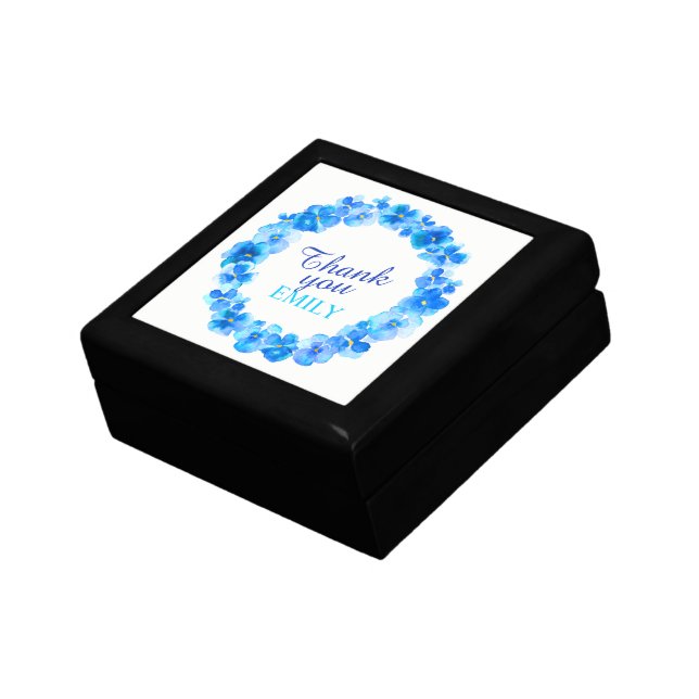 Thank you blue pansies wreath art gift box (Side)