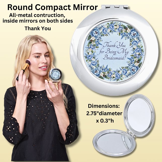 Thank You, Blue Peony Wedding Set  Compact Mirror (Creator Uploaded)