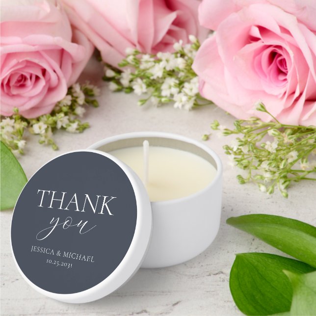Thank You Blue Personalized Elegant Wedding Mini Candle Favors (Insitu (Wedding))