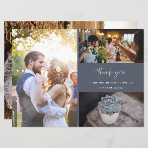 Thank You Blue Photo Collage Wedding