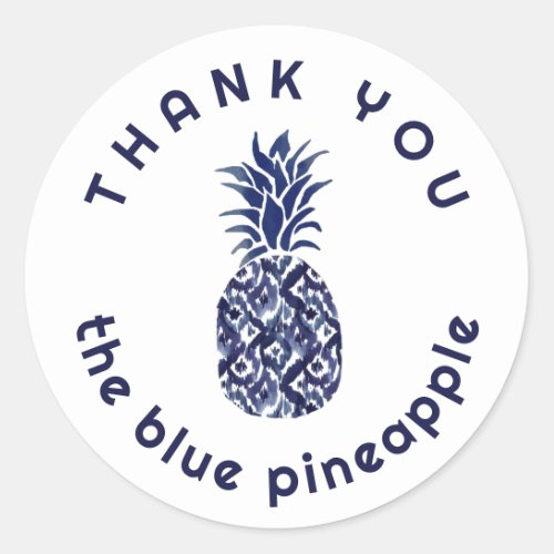 thank you blue pineapple logo classic round sticker