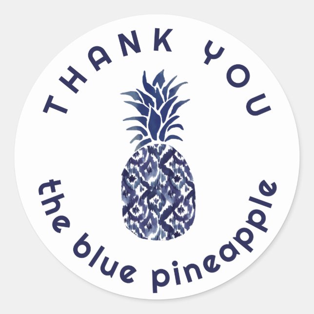 thank you blue pineapple logo classic round sticker (Front)