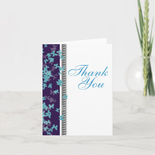 Thank you blue purple white butterfly elegant card