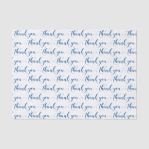 Thank you-blue script typography custom white back tissue paper