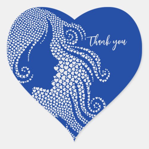 Thank You Blue Silve Quinceaera Silhouette Heart Heart Sticker