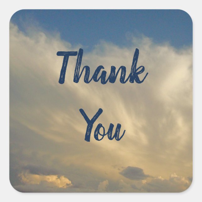 Thank You Blue Sky White Clouds Appreciation Square Sticker (Front)