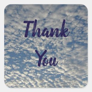 Thank You Blue Sky White Clouds Photo Appreciation Square Sticker