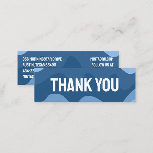 THANK YOU Blue Wavy Stripes Social Icons Mini Business Card