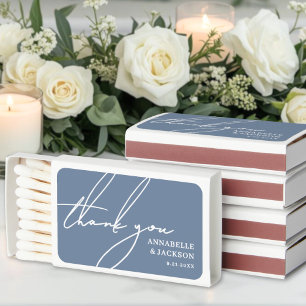 Thank You Blue Wedding Matchbox Favors Matchboxes