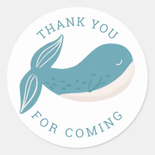 Thank you Blue Whale Nautical kids boy birthday Classic Round Sticker