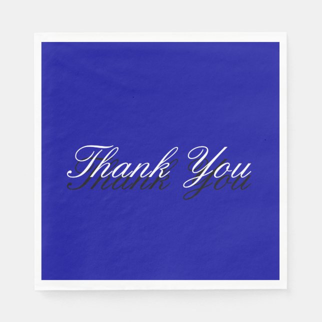 Thank You Blue White Greeting Card Napkins (Front)