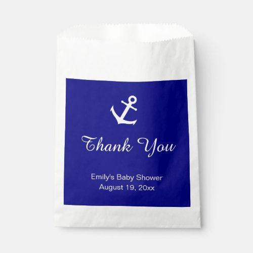Thank You Blue  White Nautical Baby Shower Favor Bag