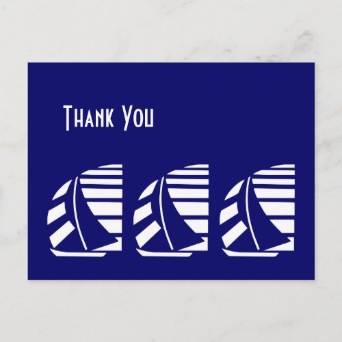 Thank You Blue White Racing Sailboats Postcard