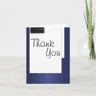 Thank you blue white school vintage cursive card