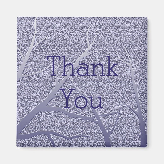 Thank You Blue Winter Branch Pattern Appreciation Magnet (Front)