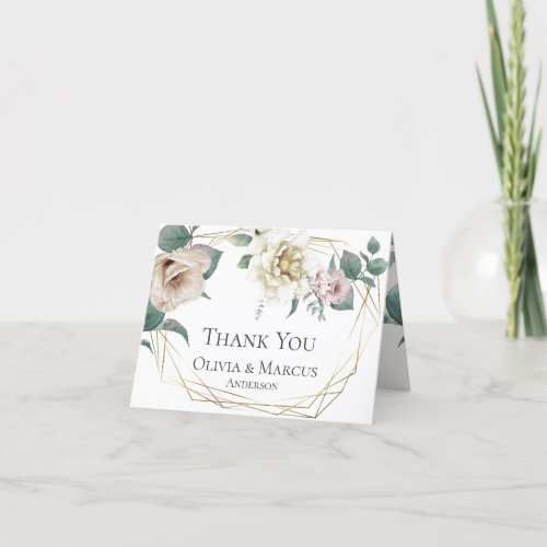 Thank You  Blush and Ivory Watercolor Peonies
