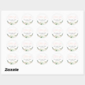 Thank you blush floral baby shower favour classic round sticker (Sheet)