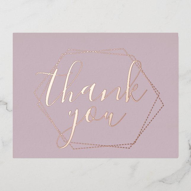 Thank You Blush Frame Pink Foil Pressed Card (Front)