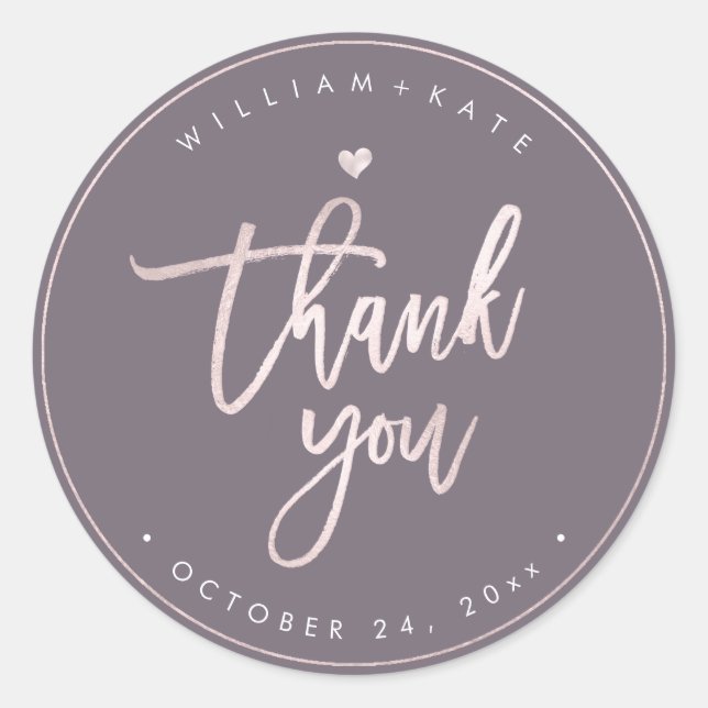 Thank You, Blush Modern Script DIY Background Classic Round Sticker (Front)