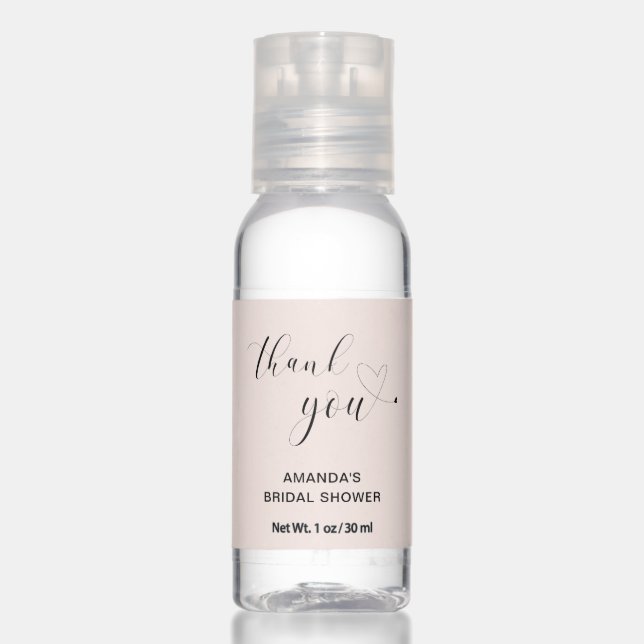 Thank You Blush Pink Bridal Shower Favor Hand Sanitizer (Front)